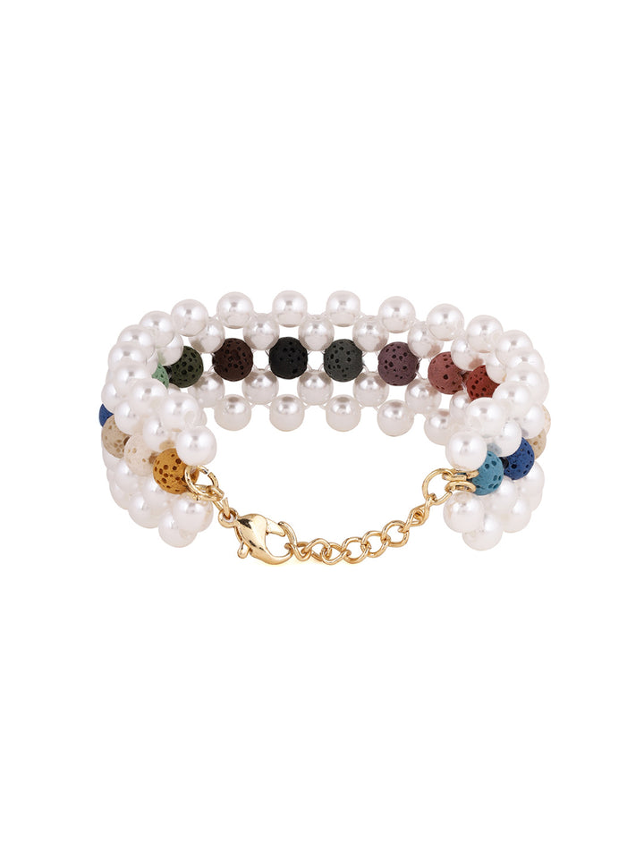 Priyaasi Spiffy Pearl Multicolor Beads Sequenced Fashiony Bracelet