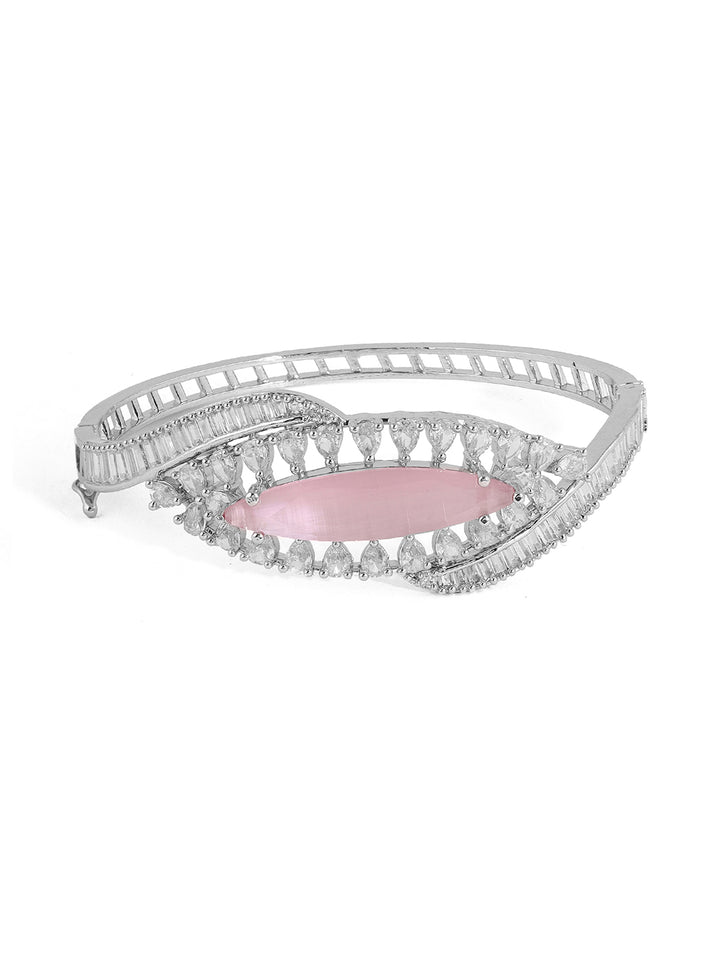 Priyaasi Antique Pink AD Stones kada Stylish Silver Plating Bracelet