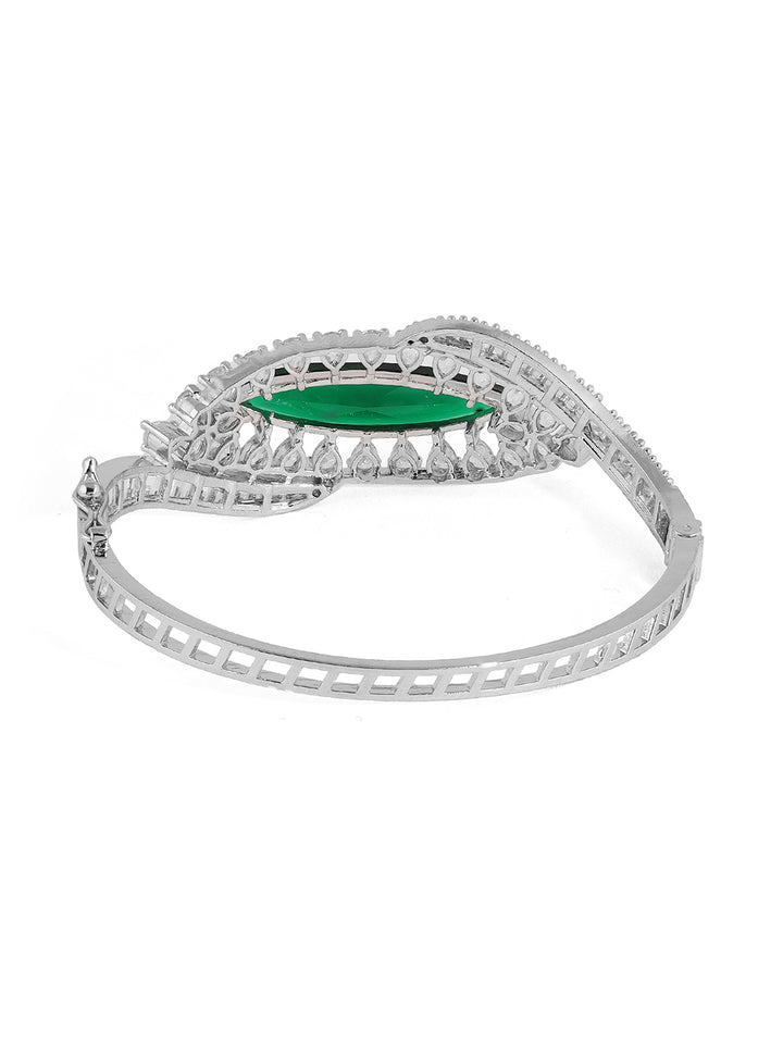 Priyaasi Green AD Stones kada Stylish Silver Plating Bracelet