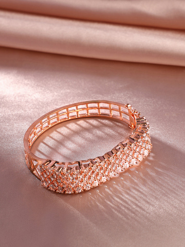 Priyaasi Rhinestone Rosegold Sequence AD Fancy Kada Bracelet