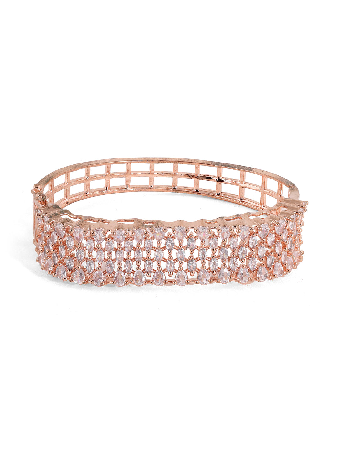 Priyaasi Rhinestone Rosegold Sequence AD Fancy Kada Bracelet