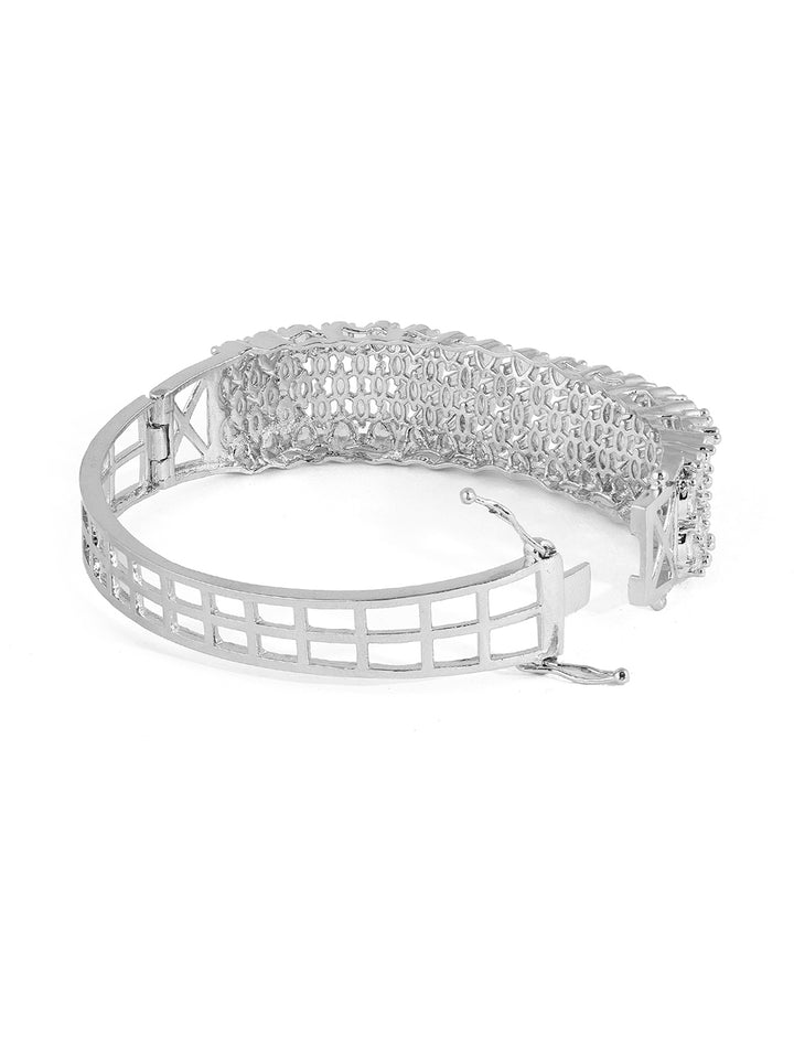 Priyaasi Silver Plating Rhinestone Plain Elegance Kada Bracelet