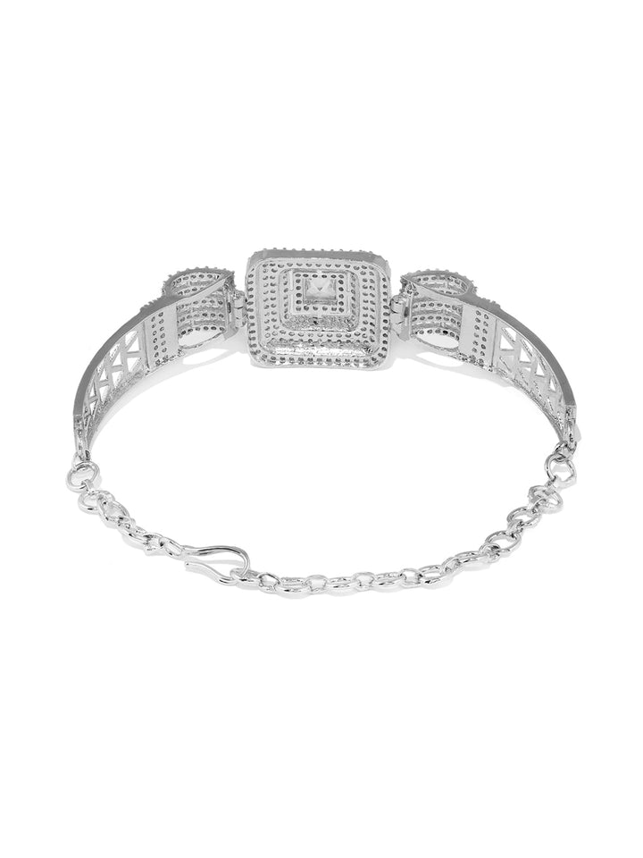 Priyaasi Geometrical AD Silver Plating Fancy Adjustable Bracelet