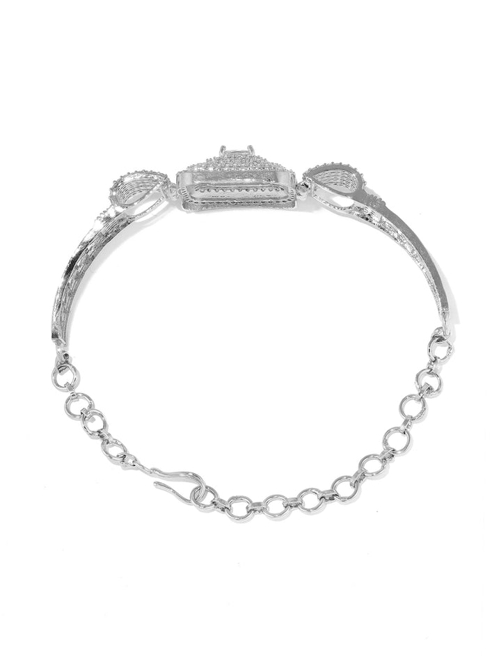 Priyaasi Geometrical AD Silver Plating Fancy Adjustable Bracelet