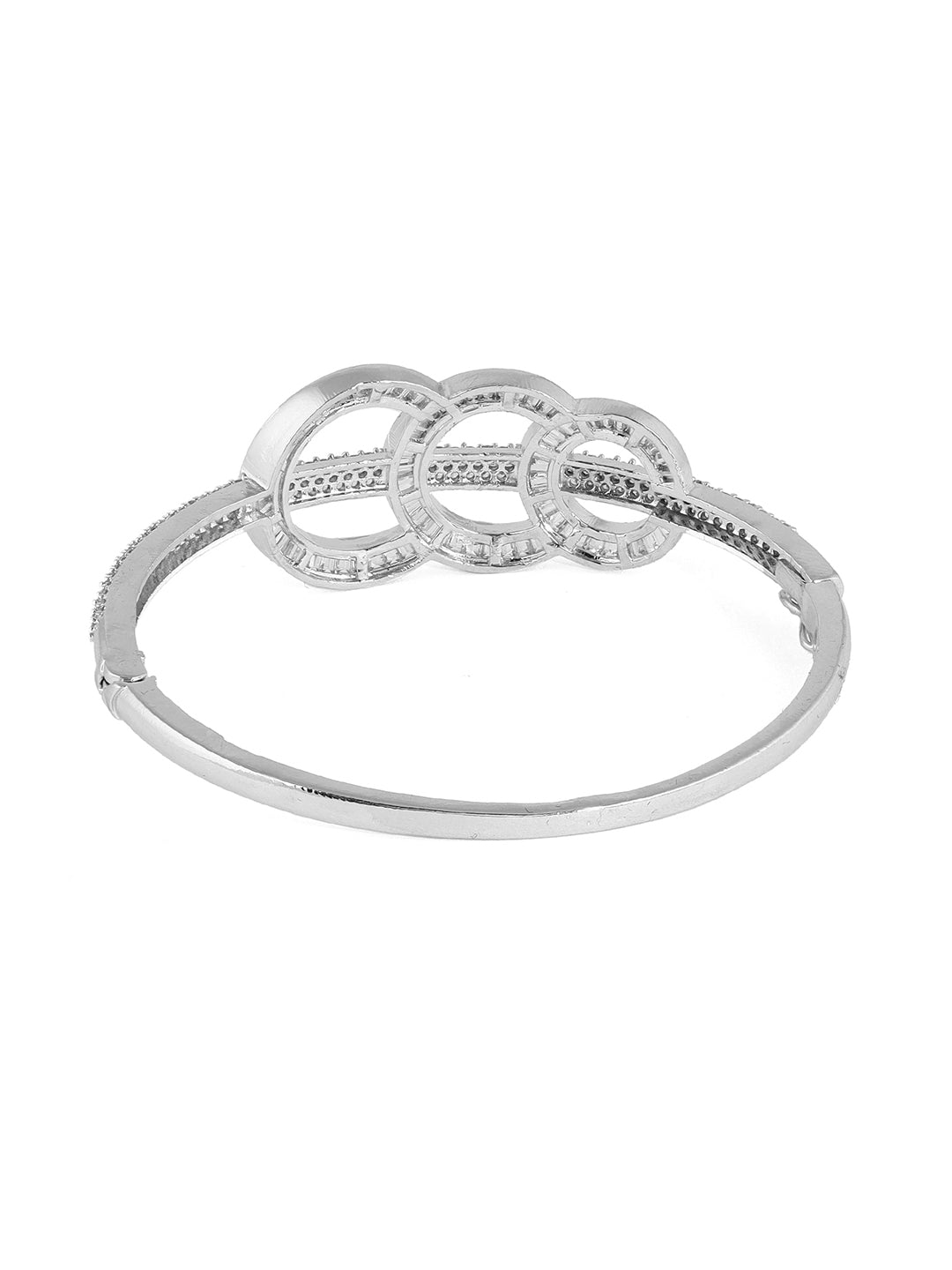 Priyaasi Rhinestone AD Geometrical Pattern Silver Plating Elegant Kada Bracelet