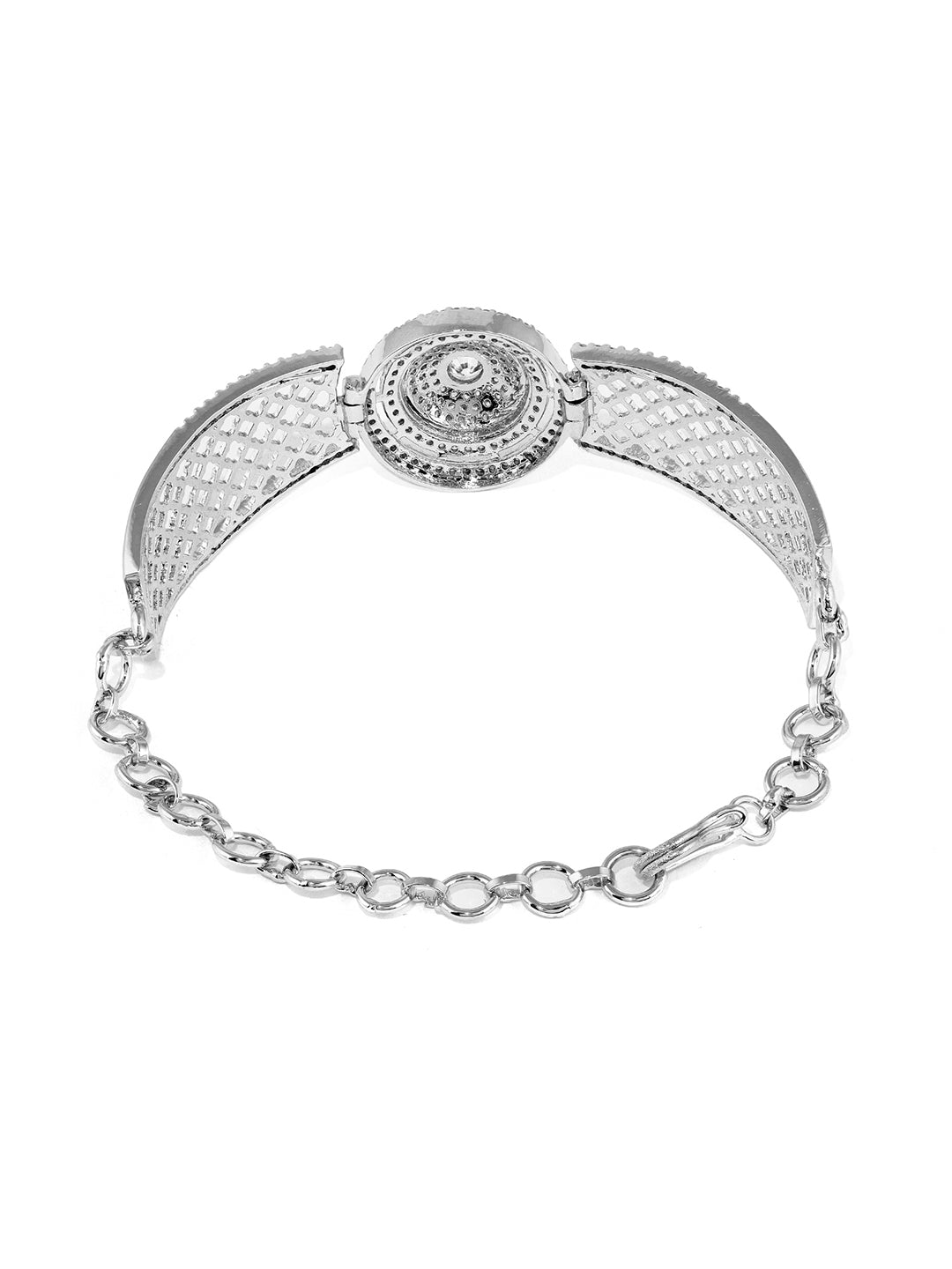 Priyaasi Silver Plating AD Geometry Style Adjustable Bracelet