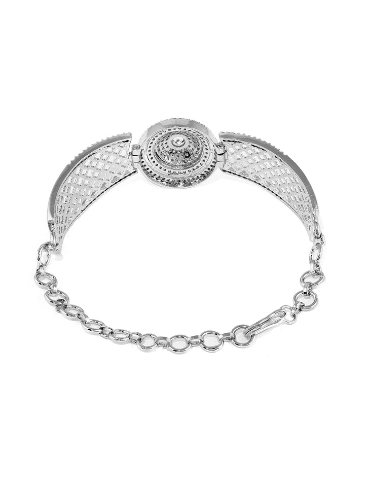 Priyaasi Silver Plating AD Geometry Style Adjustable Bracelet
