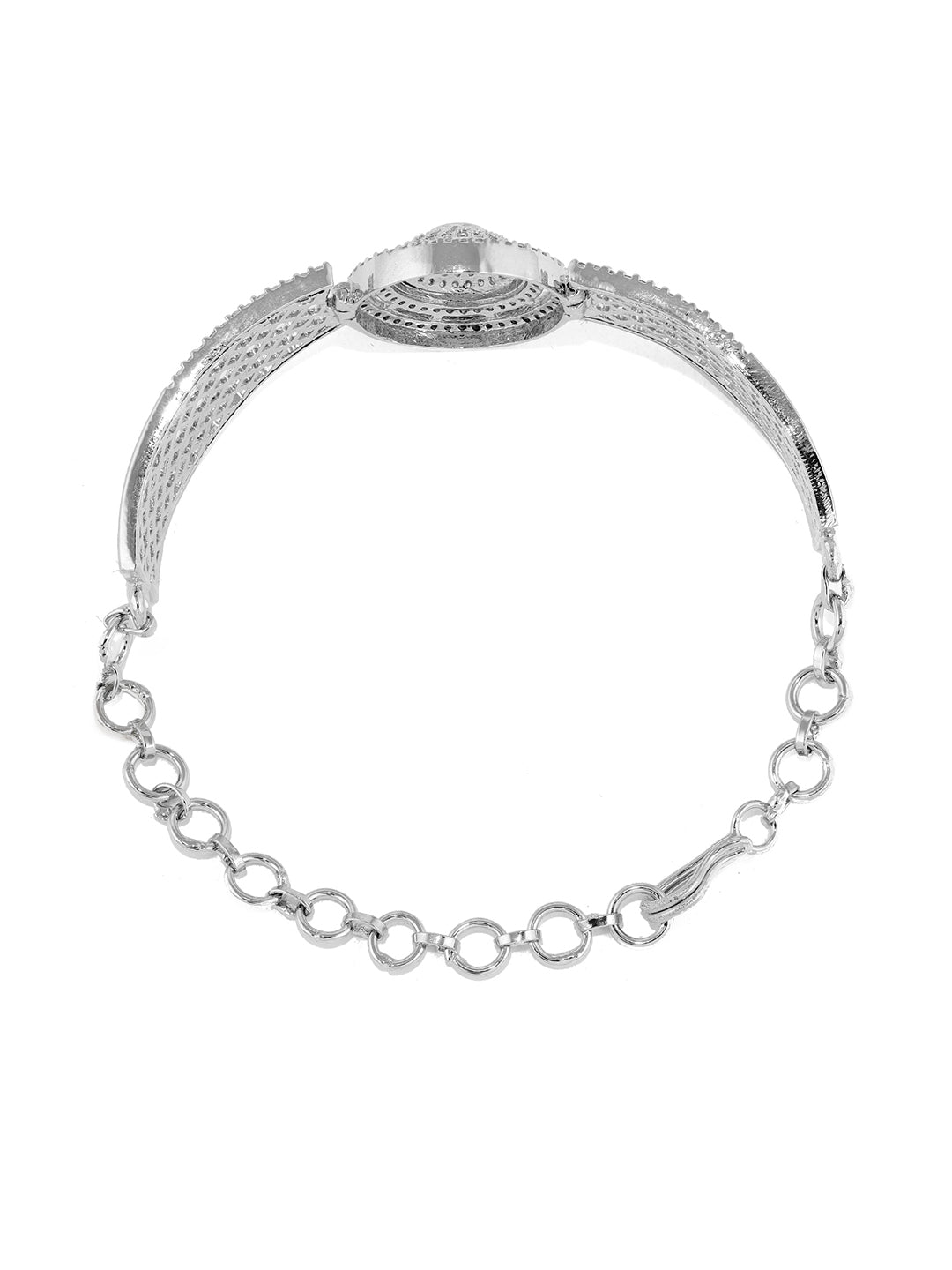 Priyaasi Silver Plating AD Geometry Style Adjustable Bracelet