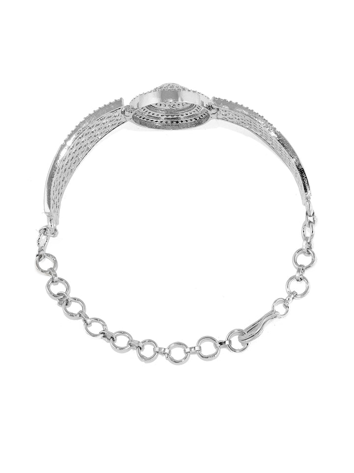 Priyaasi Silver Plating AD Geometry Style Adjustable Bracelet