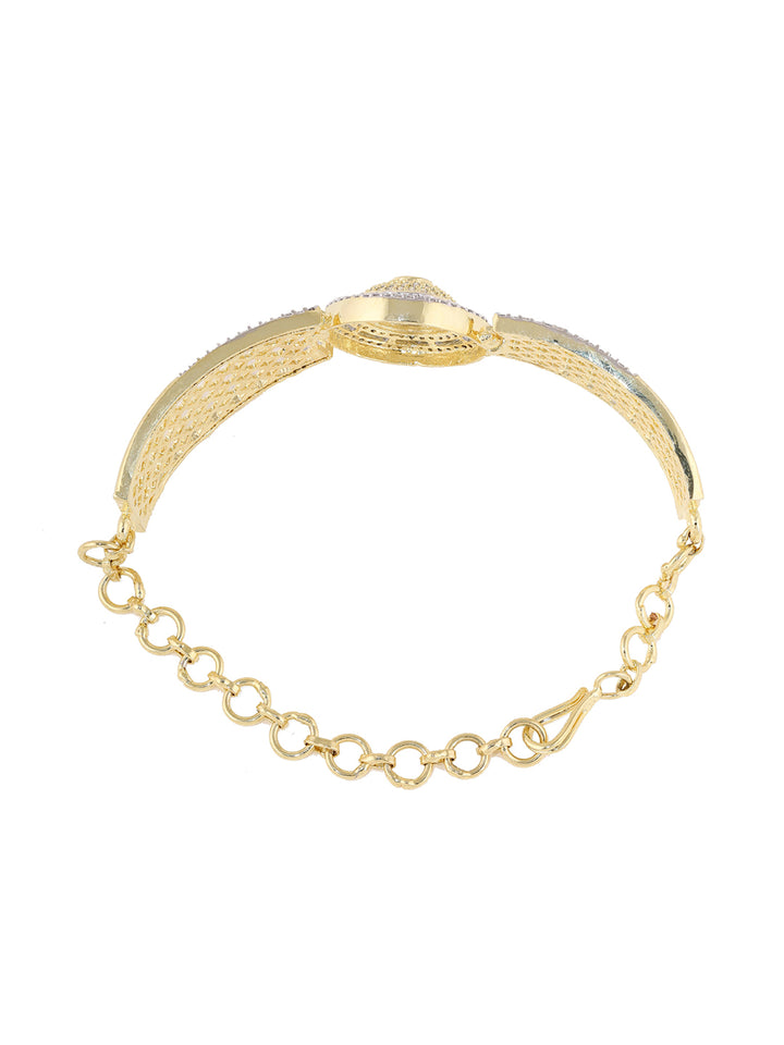 Priyaasi Gold Plated Geometry Pattern AD Elegance Adjustable Bracelet