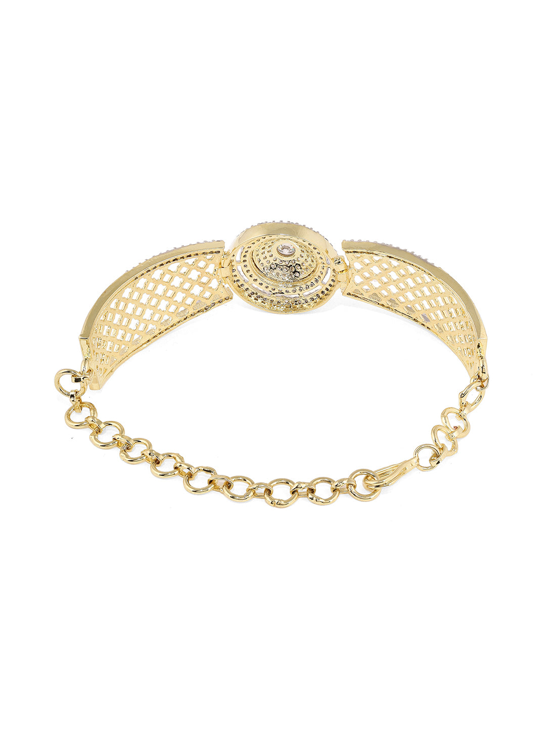 Priyaasi Gold Plated Geometry Pattern AD Elegance Adjustable Bracelet