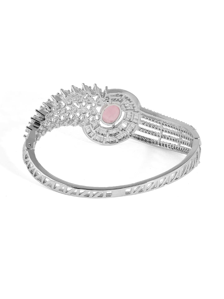 Priyaasi Pink Rhinestone Elegance Statement Elegance Kada Bracelet