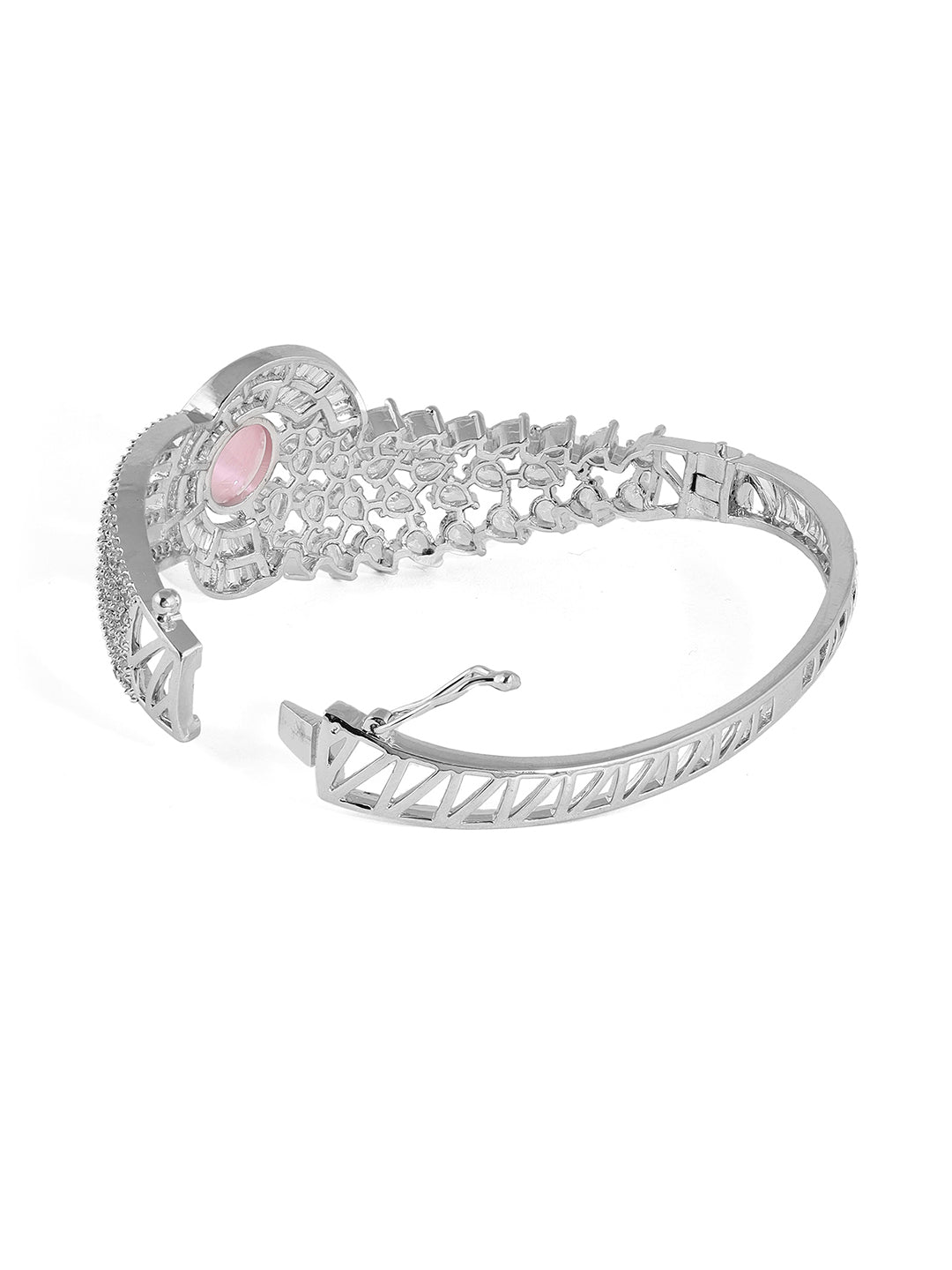 Priyaasi Pink Rhinestone Elegance Statement Elegance Kada Bracelet