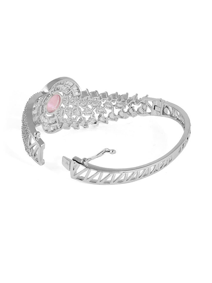 Priyaasi Pink Rhinestone Elegance Statement Elegance Kada Bracelet