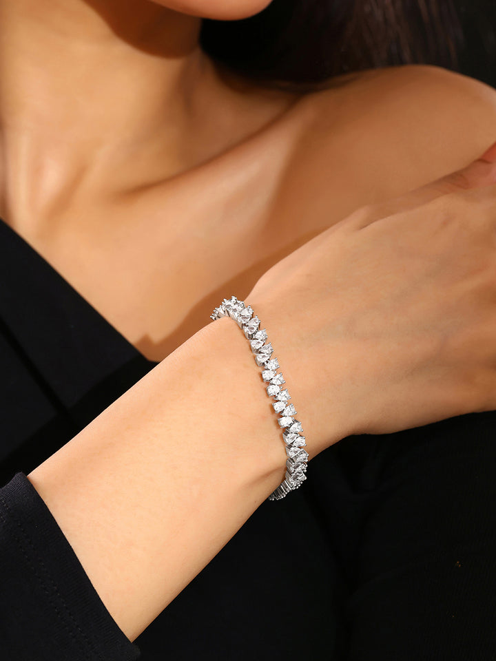 Priyaasi Drop AD Up-down Sequence Pattern Silver Plating Adjustable Bracelet