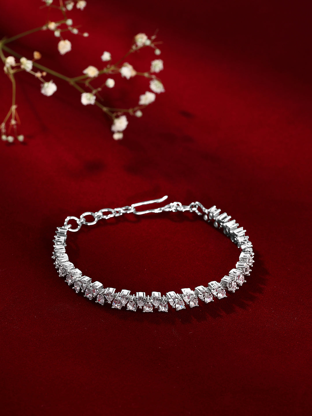 Priyaasi Drop AD Up-down Sequence Pattern Silver Plating Adjustable Bracelet
