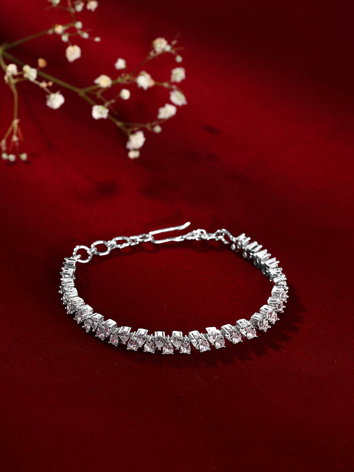Priyaasi Drop AD Up-down Sequence Pattern Silver Plating Adjustable Bracelet