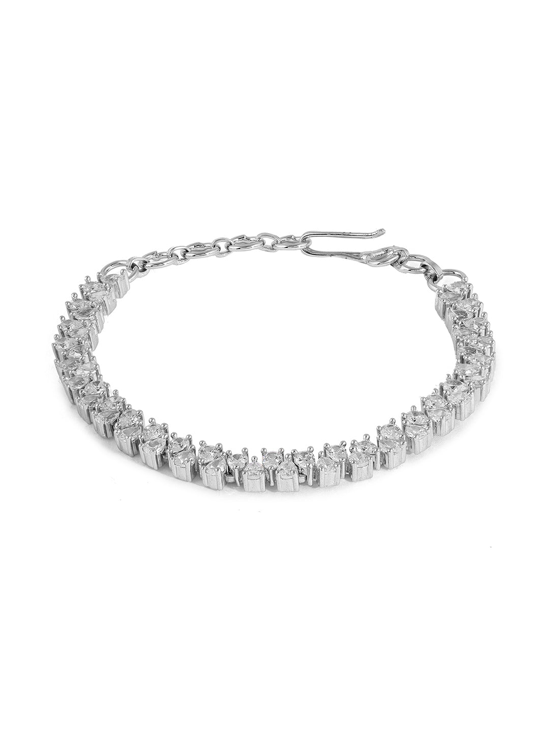 Priyaasi Drop AD Up-down Sequence Pattern Silver Plating Adjustable Bracelet