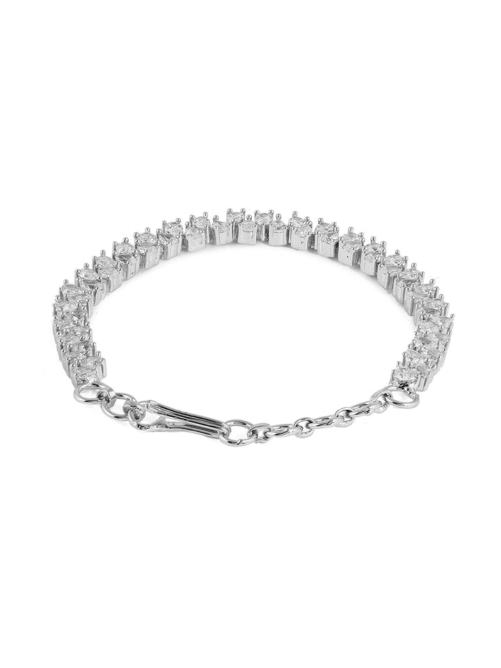 Priyaasi Drop AD Up-down Sequence Pattern Silver Plating Adjustable Bracelet