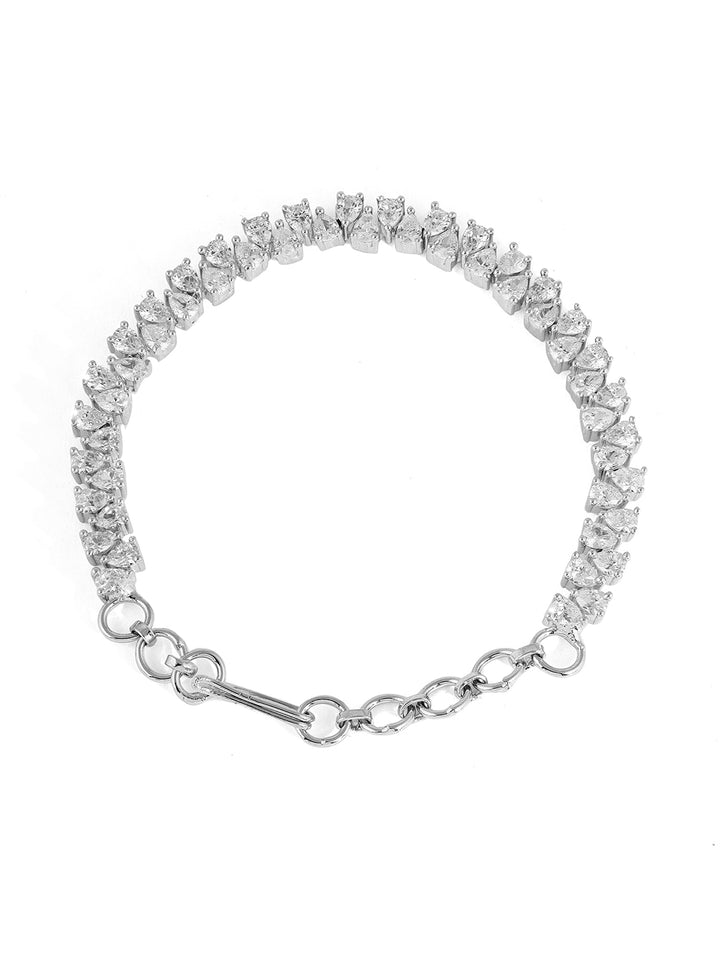 Priyaasi Drop AD Up-down Sequence Pattern Silver Plating Adjustable Bracelet