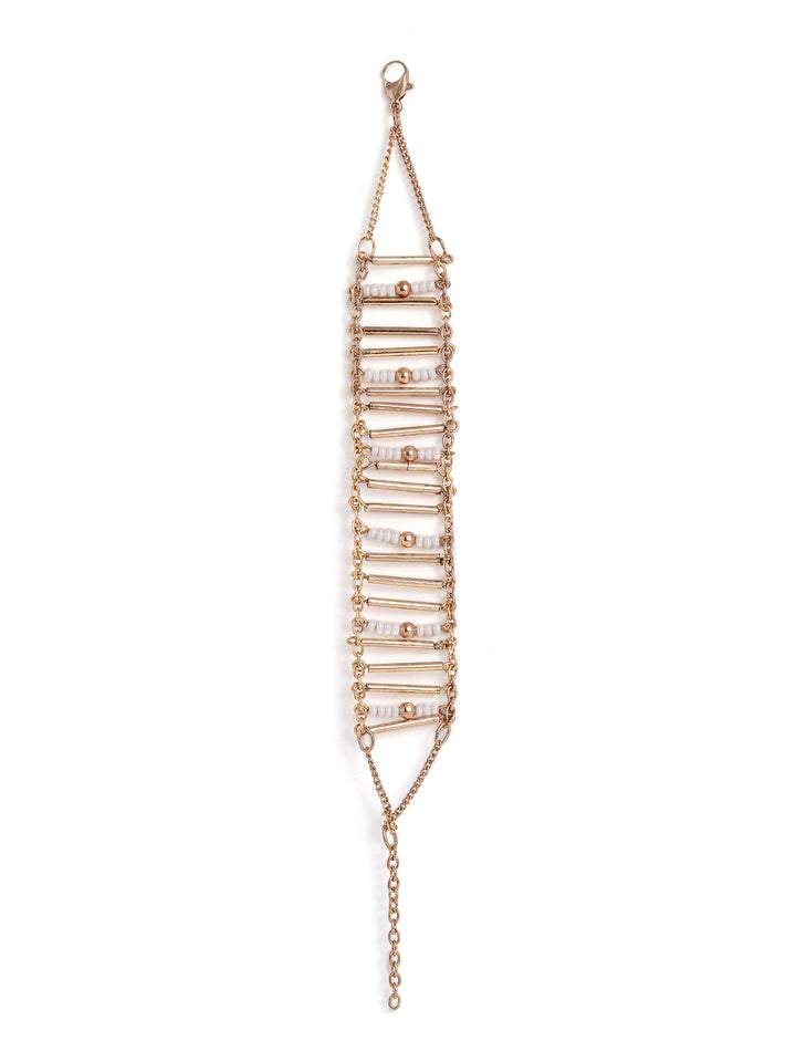 Statement Elegance Pearls Gold Plated Adjustable Bracelet