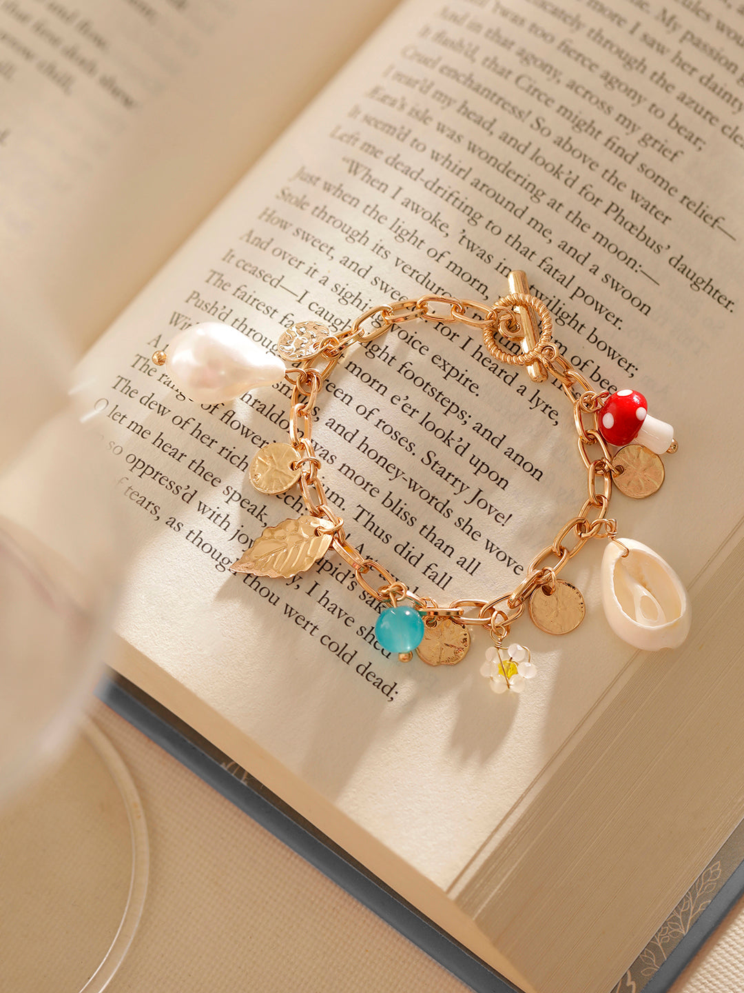 Fancy Gold Plated Chain Pattern Hangings Adjustable Bracelet