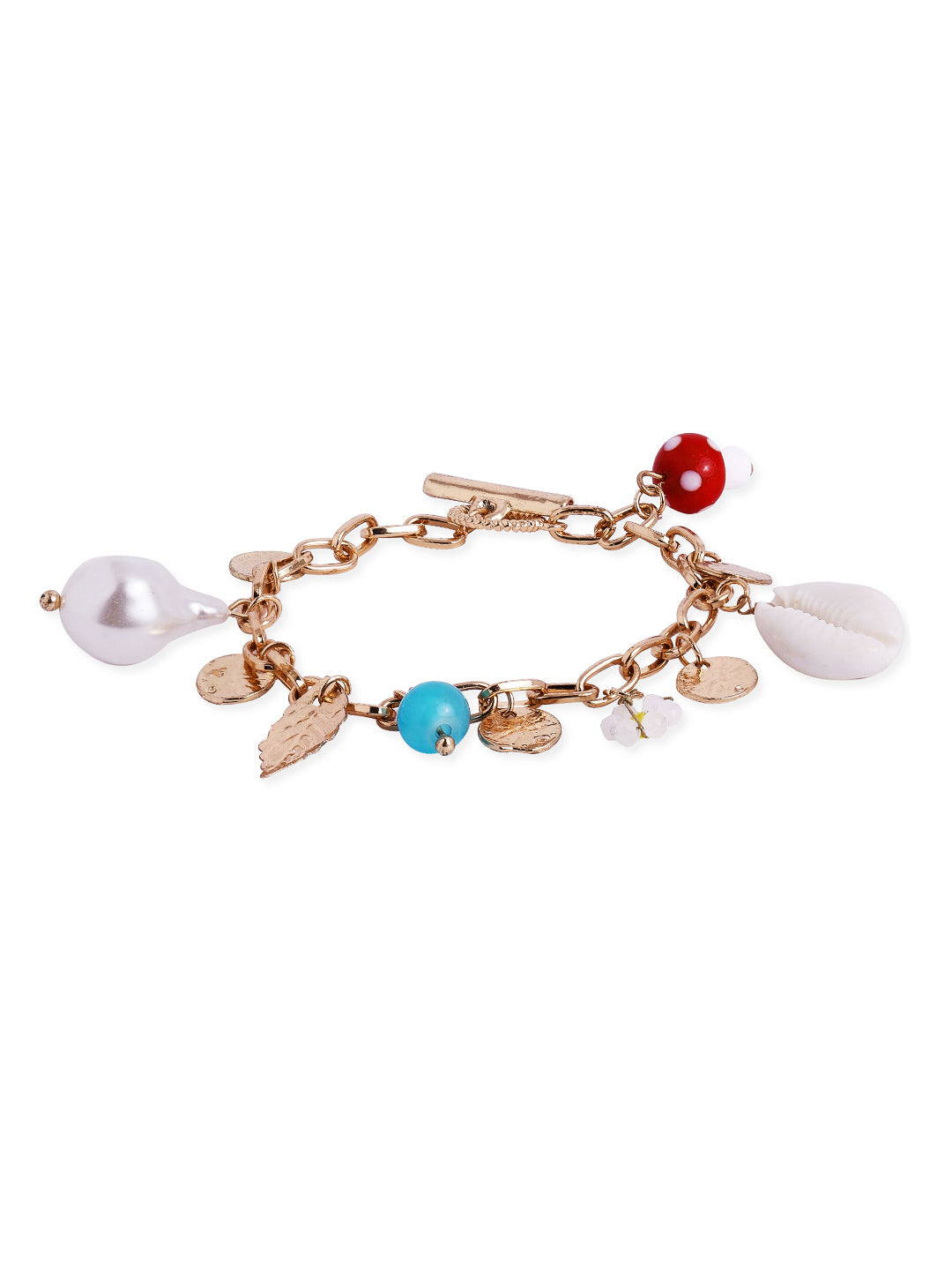 Fancy Gold Plated Chain Pattern Hangings Adjustable Bracelet