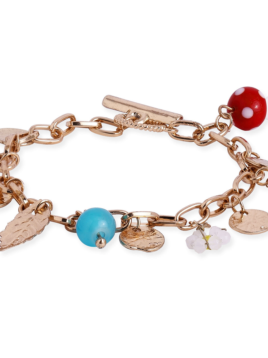 Fancy Gold Plated Chain Pattern Hangings Adjustable Bracelet