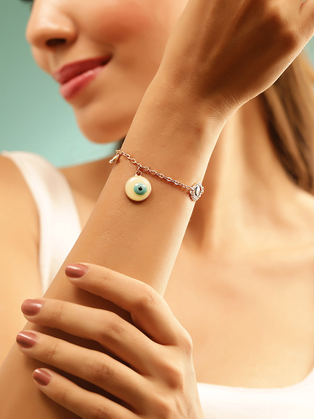 Evil Eye Star Gold Plated Chain Elegance Adjustable Bracelet