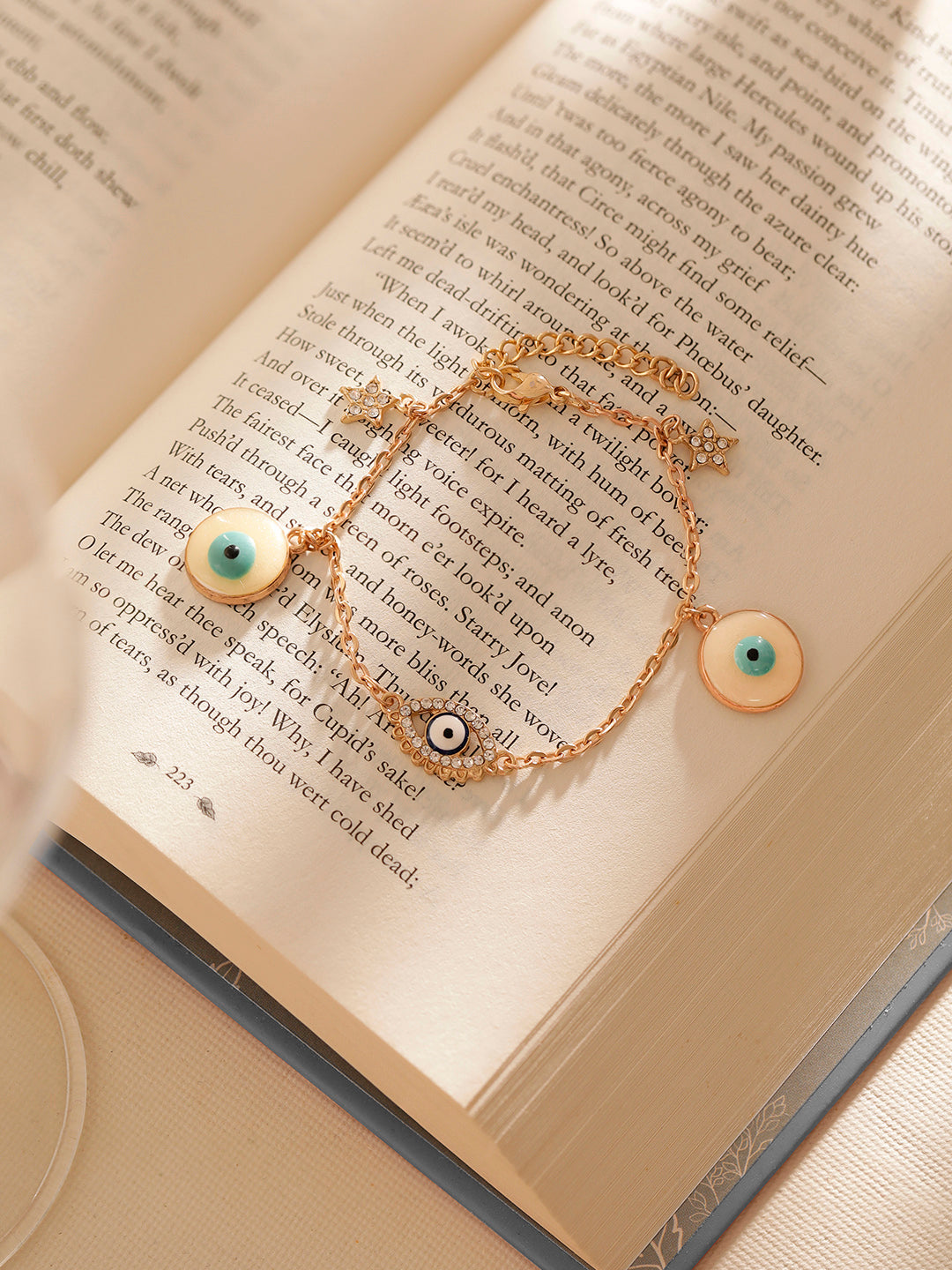 Evil Eye Star Gold Plated Chain Elegance Adjustable Bracelet