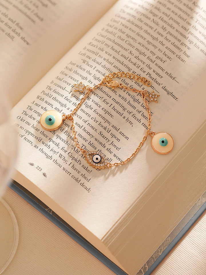 Evil Eye Star Gold Plated Chain Elegance Adjustable Bracelet
