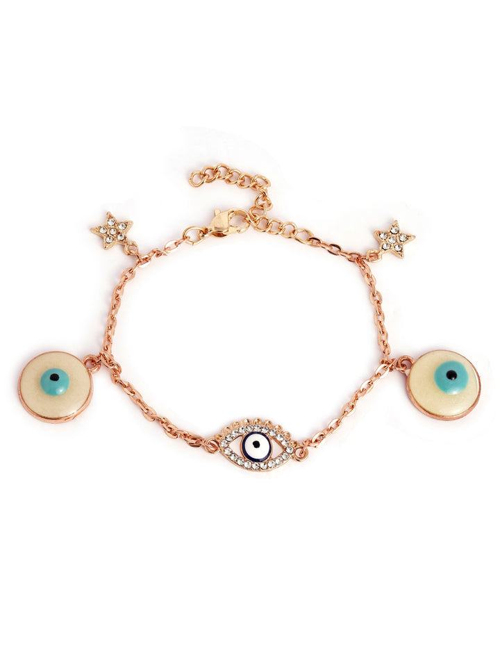 Evil Eye Star Gold Plated Chain Elegance Adjustable Bracelet