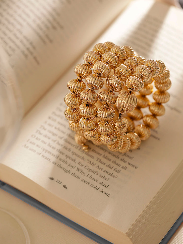 Gold Ball Flexible Layered Gold Plated Contemporary Bracelet