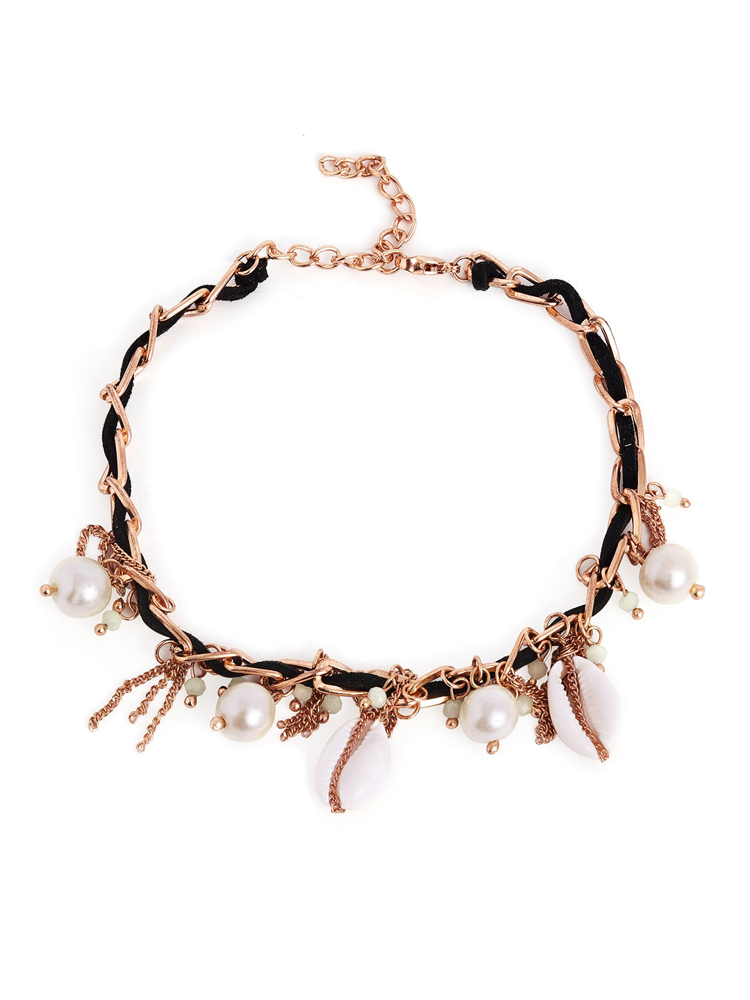 Pearl Sea Shell Chain Pattern Gold Plated Elegant Bracelet