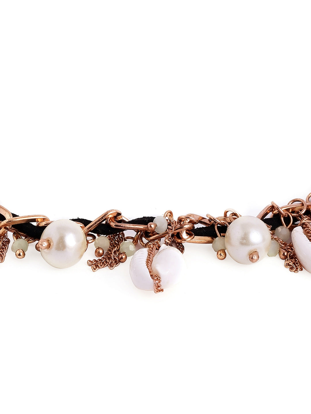 Pearl Sea Shell Chain Pattern Gold Plated Elegant Bracelet