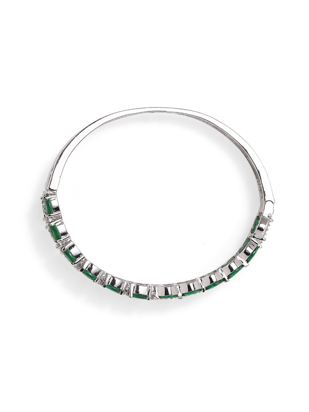 Emerald Stoned AD Silver Plated Statement Bracelet