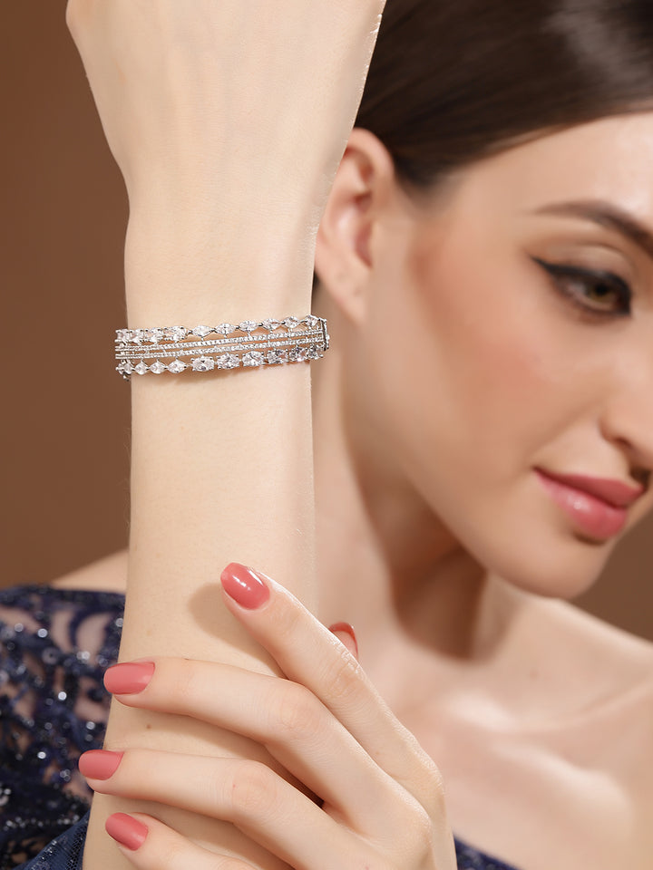 AD Silver Plated Statement Design Fancy Bracelet