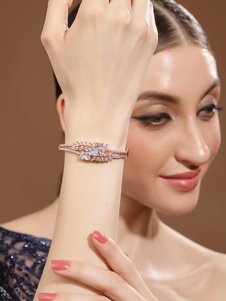 Statement Pattern Rosegold Elegance AD Stoned Fancy Bracelet