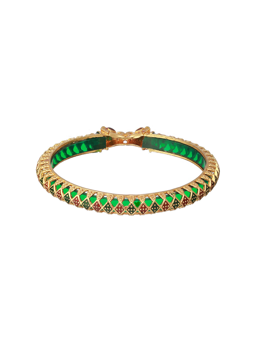 Priyaasi Green Elegant Design Gold-Plated Bangle Set of 2