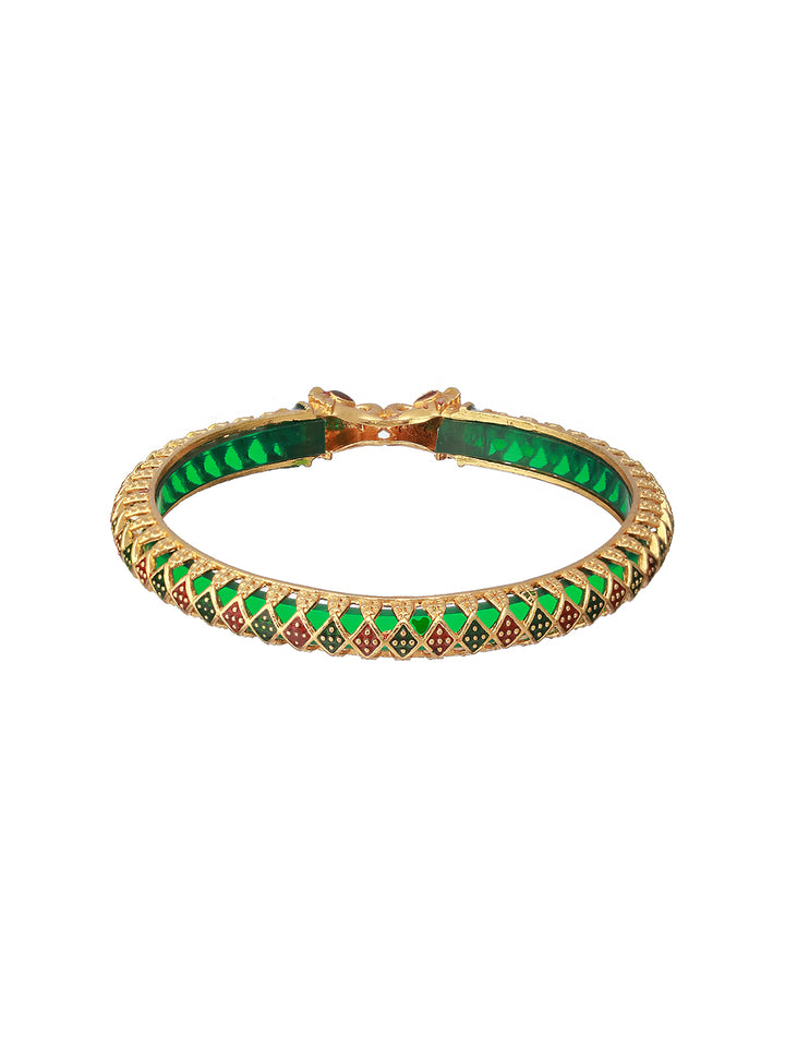 Priyaasi Green Elegant Design Gold-Plated Bangle Set of 2