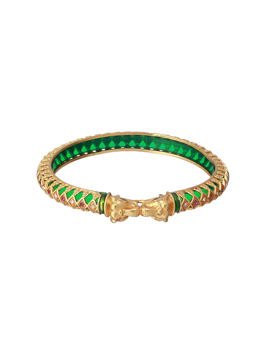 Priyaasi Green Elegant Design Gold-Plated Bangle Set of 2