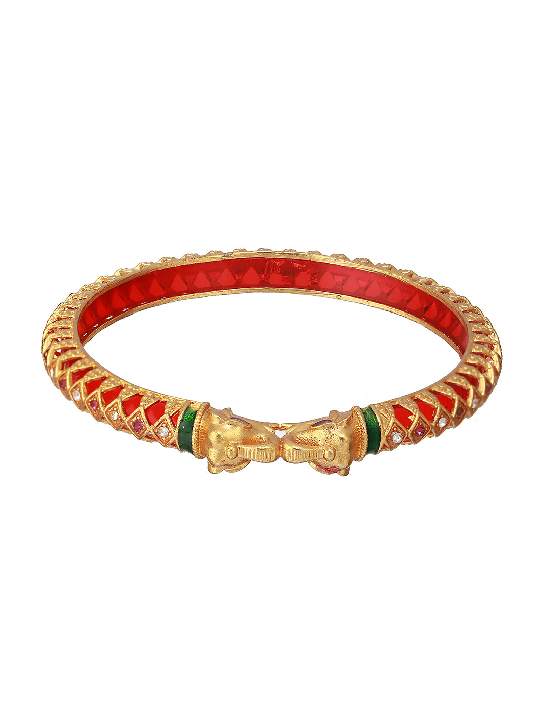 Priyaasi Red Studded Elegant Design Gold-Plated Bangle Set of 2