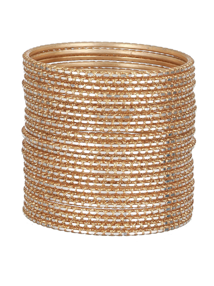 Priyaasi Golden Glitter Metal Bangle Set of 24