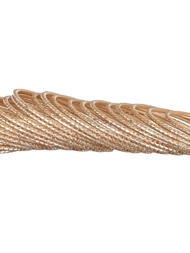 Priyaasi Golden Glitter Metal Bangle Set of 24