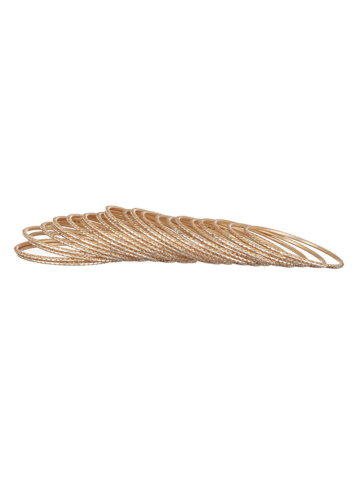 Priyaasi Golden Glitter Metal Bangle Set of 24