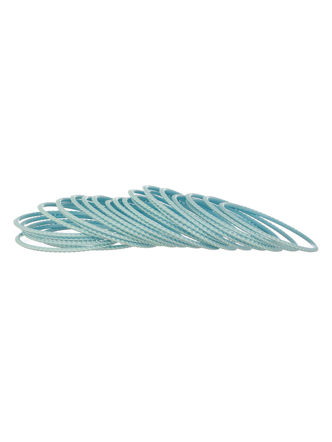 Priyaasi Pretty Sky Blue Textured Metal Bangle Set of 24
