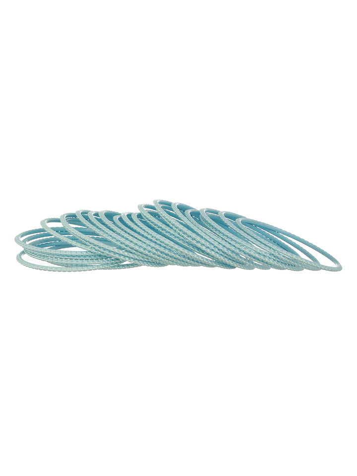 Priyaasi Pretty Sky Blue Textured Metal Bangle Set of 24
