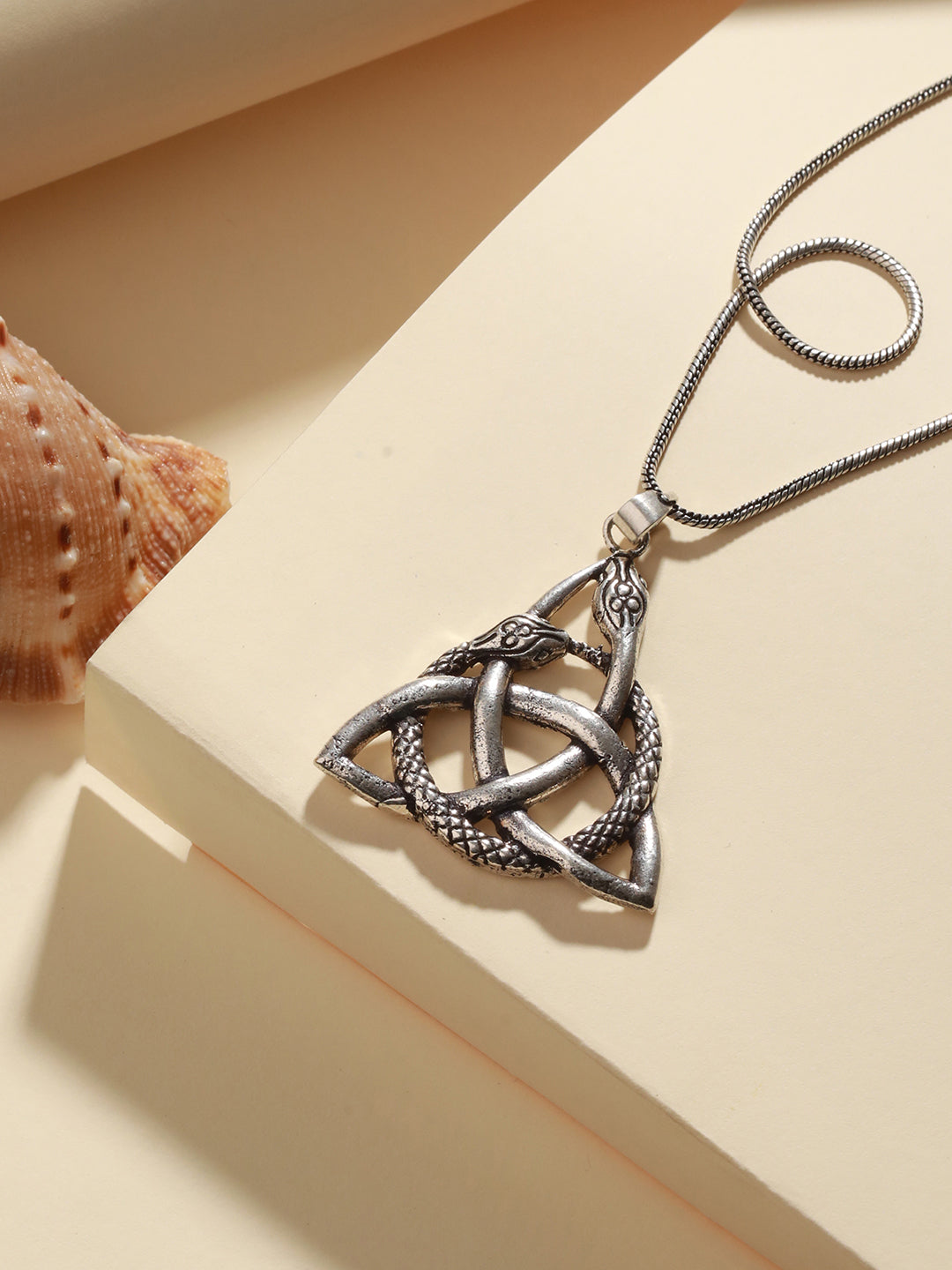 Snake Triad Silver-Plated Pendant Chain for Men