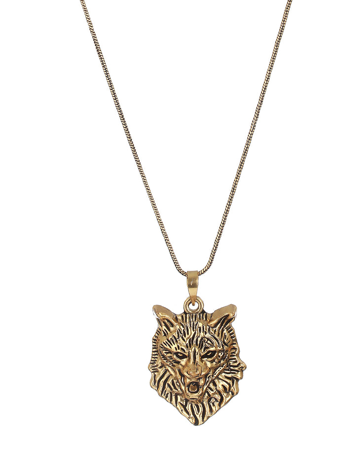 Roaring Lion Gold-Plated Pendant Chain for Men