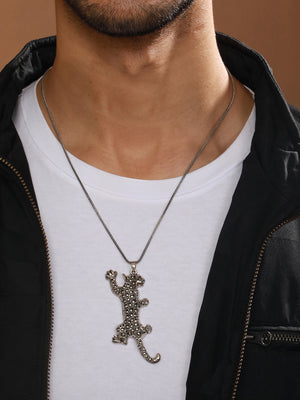 Leopard Silver-Plated Pendant Chain for Men